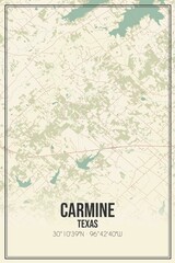 Retro US city map of Carmine, Texas. Vintage street map.