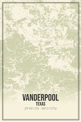 Retro US city map of Vanderpool, Texas. Vintage street map.