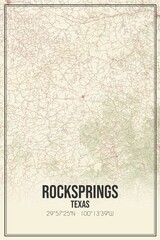 Retro US city map of Rocksprings, Texas. Vintage street map.