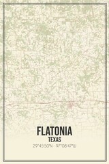 Retro US city map of Flatonia, Texas. Vintage street map.