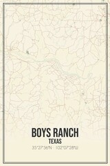 Retro US city map of Boys Ranch, Texas. Vintage street map.