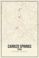 Retro US city map of Carrizo Springs, Texas. Vintage street map.