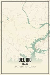 Retro US city map of Del Rio, Texas. Vintage street map.