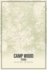 Retro US city map of Camp Wood, Texas. Vintage street map.