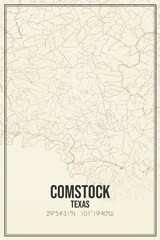 Fototapeta premium Retro US city map of Comstock, Texas. Vintage street map.