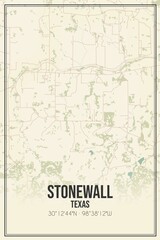 Retro US city map of Stonewall, Texas. Vintage street map.