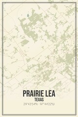 Retro US city map of Prairie Lea, Texas. Vintage street map.