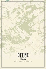Fototapeta premium Retro US city map of Ottine, Texas. Vintage street map.