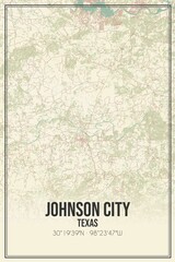 Retro US city map of Johnson City, Texas. Vintage street map.