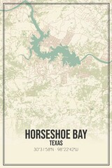 Retro US city map of Horseshoe Bay, Texas. Vintage street map.