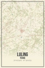 Retro US city map of Luling, Texas. Vintage street map.