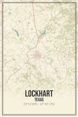 Fototapeta premium Retro US city map of Lockhart, Texas. Vintage street map.