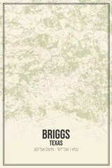 Retro US city map of Briggs, Texas. Vintage street map.