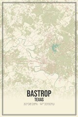 Retro US city map of Bastrop, Texas. Vintage street map.