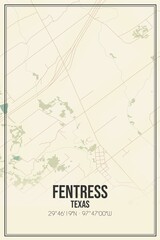 Retro US city map of Fentress, Texas. Vintage street map.