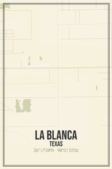 Retro US city map of La Blanca, Texas. Vintage street map.