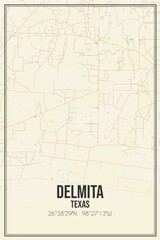 Retro US city map of Delmita, Texas. Vintage street map.