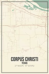 Retro US city map of Corpus Christi, Texas. Vintage street map.