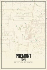 Retro US city map of Premont, Texas. Vintage street map.