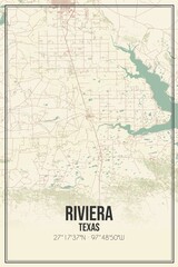 Retro US city map of Riviera, Texas. Vintage street map.