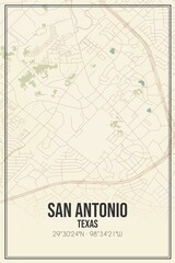 Retro US city map of San Antonio, Texas. Vintage street map.