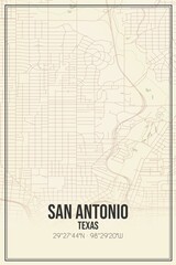 Obraz premium Retro US city map of San Antonio, Texas. Vintage street map.