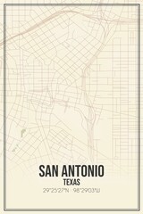 Retro US city map of San Antonio, Texas. Vintage street map.