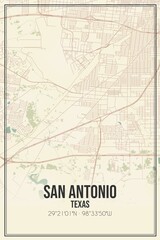 Obraz premium Retro US city map of San Antonio, Texas. Vintage street map.