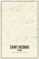 Retro US city map of Saint Hedwig, Texas. Vintage street map.