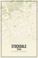 Retro US city map of Stockdale, Texas. Vintage street map.