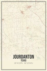 Retro US city map of Jourdanton, Texas. Vintage street map.