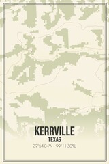 Retro US city map of Kerrville, Texas. Vintage street map.