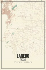 Retro US city map of Laredo, Texas. Vintage street map.