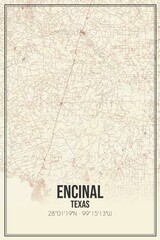 Retro US city map of Encinal, Texas. Vintage street map.