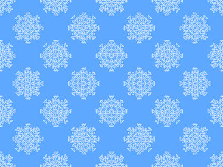 Snowflakes seamless pattern. Falling snow. Snowflake line art for Christmas and New Year. Christmas design for greeting cards, promotional materials and banners. Vector illustration