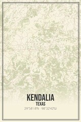 Retro US city map of Kendalia, Texas. Vintage street map.