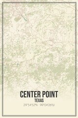 Retro US city map of Center Point, Texas. Vintage street map.