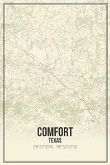 Retro US city map of Comfort, Texas. Vintage street map.