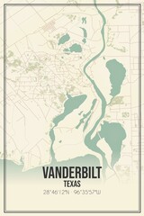 Retro US city map of Vanderbilt, Texas. Vintage street map.