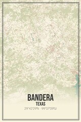 Retro US city map of Bandera, Texas. Vintage street map.