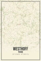 Retro US city map of Westhoff, Texas. Vintage street map.