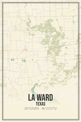 Fototapeta na wymiar Retro US city map of La Ward, Texas. Vintage street map.
