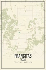 Retro US city map of Francitas, Texas. Vintage street map.