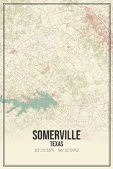 Retro US city map of Somerville, Texas. Vintage street map.