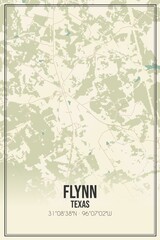 Retro US city map of Flynn, Texas. Vintage street map.
