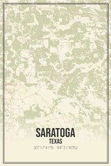 Retro US city map of Saratoga, Texas. Vintage street map.