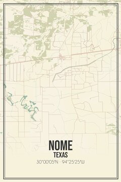 Retro US City Map Of Nome, Texas. Vintage Street Map.