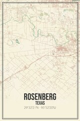 Obraz premium Retro US city map of Rosenberg, Texas. Vintage street map.
