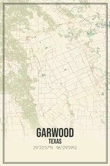 Retro US city map of Garwood, Texas. Vintage street map.