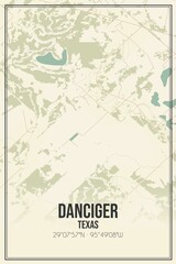Retro US city map of Danciger, Texas. Vintage street map.